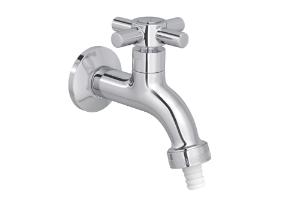 Torneira de Parede para Jardim e Tanque com Adaptador de Mangueira Izy Cromado