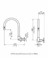 Torneira para Cozinha Parede Titanio Cromado