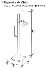 Papeleira de Ch�o com Reserva Quadrada Cromado