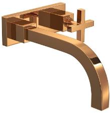 Torneira para Lavat�rio de Parede com Chapa Duna Quadratta Red Gold