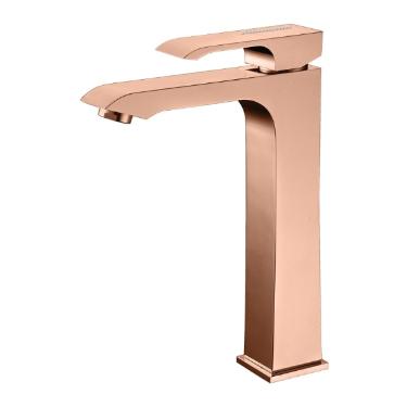 Misturador Monocomando para Lavat�rio de Mesa Bica Alta Fashion Rose Gold