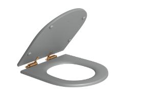 Assento Poli�ster Slow Close Carrara/Lk/Nuova/Level Cinza Fosco / Gold Matte