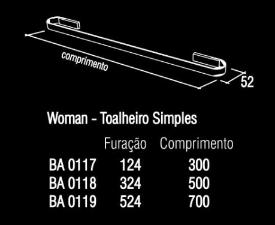 Porta Toalha 30 cm Woman Cromado