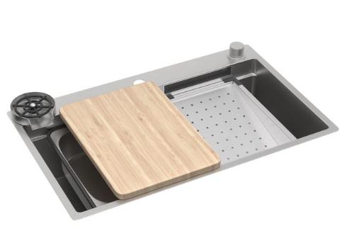 Cuba de Cozinha Retangular com Deck e Acess�rios Workstation Inox