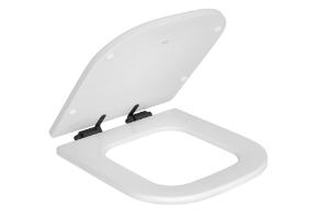 Assento Poli�ster Slow Close Piano Branco / Black Matte