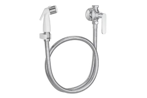 Ducha Higi�nica com Registro Gatilho Branco Flex Plus Cromado