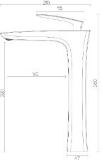 Misturador Monocomando para Lavat�rio de Mesa Bica Alta Pure Branco e Dourado