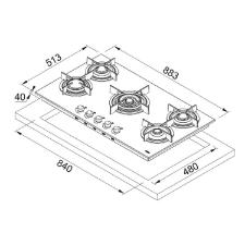 Cooktop a G�s Crystal Steel Franke PRO 90 88x48 c/ 5 Queimadores