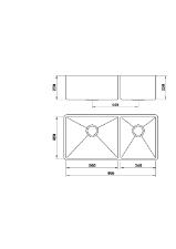 Cuba Dupla Handmade 86,5x40 LR-50/34 com V�lvula Inox Escovado