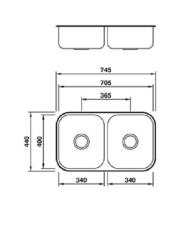Cuba Dupla 70X40cm CD-34 4 1/2 Inox Escovado
