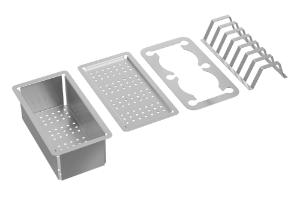 T�bua de Vidro Multiuso de Cozinha Inox e Preto