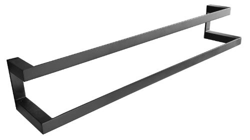 Porta Toalha Duplo Metric Preto Fosco