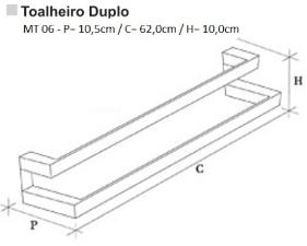 Porta Toalha Duplo Metric Preto Fosco