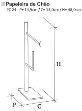 Papeleira de Ch�o com Reserva Light Cromado