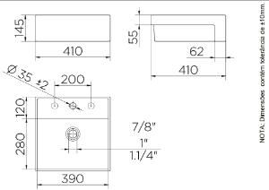 Cuba Semi Encaixe Quadrada  Luxo Branco