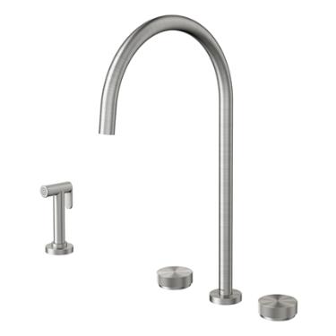 Misturador para Cozinha de Mesa com Ducha Lateral  Mix & Match Inox Escovado