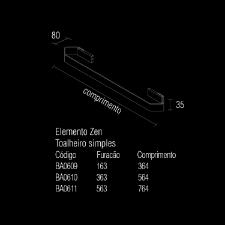 Porta Toalha 30 cm Elemento Zen Preto