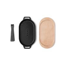 Chapa de Ferro Fundido com Base de Madeira Grizzler