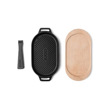 Chapa de Ferro Fundido com Base de Madeira Grizzler