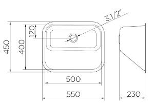 Tanque Monobloco Embutir/Sobrepor com V�lvula 55x45 Polido