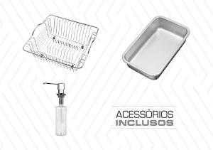 Cuba Funzionale com Acess�rio e V�lvula 92x45Cm Inox