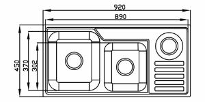 Cuba Funzionale com Acess�rio e V�lvula 92x45Cm Inox
