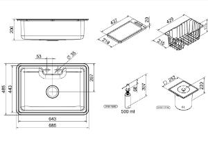 Cuba Docol Massima com Acess�rio V�lvula e Lixeira 68x48 Inox