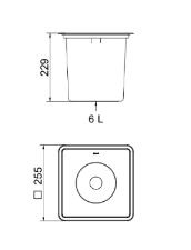 Lixeira de Embutir Quadrada 6L Inox Escovado