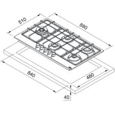 Cooktop a G�s 51x88 Inox