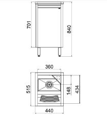Gabinete com Tanque 44x52 com V�lvula Inox