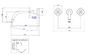 Misturador para Lavat�rio de Parede Duna Cl�ssica Antracite