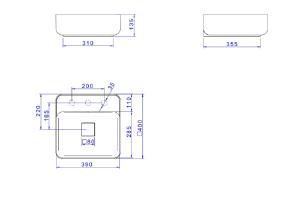 Cuba de Apoio Quadrada com Mesa Cinza Antracite - L.11040.M.85