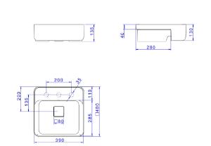 Cuba Semiencaixe com Mesa Quadrada �bano Fisco - L.61040.M.94