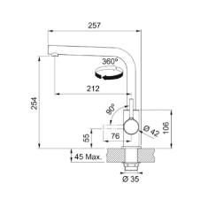 Misturador Monocomando Lina com Bica L Alta Girat�ria Inox