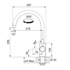 Misturador Monocomando para Cozinha de Mesa Lina com Bica em J Altal Girat�ria Inox