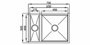 Cuba Quadratino 450 Reversivel com Canal Equipado Inox
