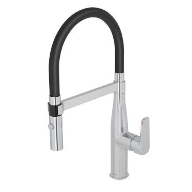 Misturador Monocomando Cozinha Level Motion Cromado e Preto