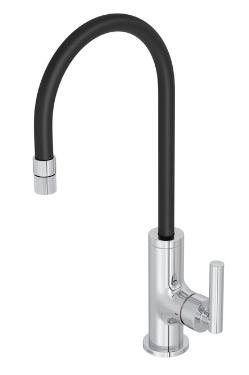 Misturador Monocomando Para Cozinha De Mesa Bica Alta Beta Motion Cromado e Preto