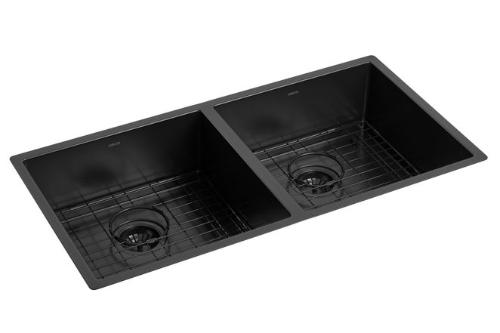 Cuba pra Cozinha Inox 80x40 Retangular Dupla Suprema Black Matte