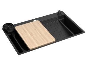 Cuba de Cozinha Retangular com Deck e Acess�rios Workstation Black Matte