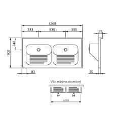 Cuba Tanque Dupla ct-50 1200 Luxo 120x60x23 Escovado