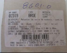 RETENTOR TRAMB FUSCA 84/... KOMBI (BORRACHA)