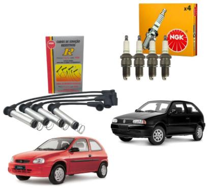 Kit Cabos + Velas Ngk Corsa Celta Palio Montana Meriva Gol