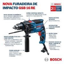 FURADEIRA IMPACTO GSB16 RE 06012B90E0 S/MALETA BOSCH