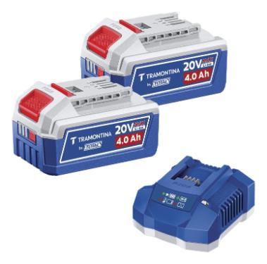 KIT 02 BATERIAS 20V  + CARREGADOR  42300/222 TRAMONTINA BY TOTAL