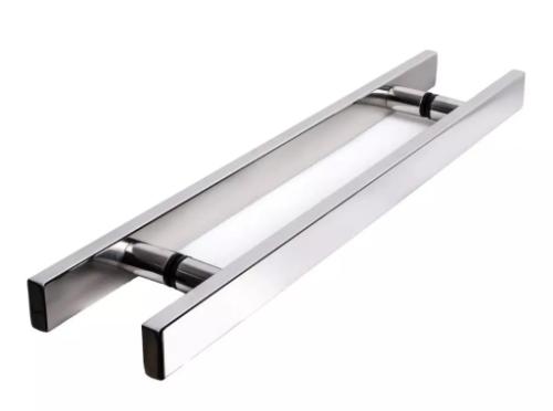 Puxador Alum�nio Polido 40cm (30cm Entre Furos) Barra Chata Porta Vidro Madeira Port�o