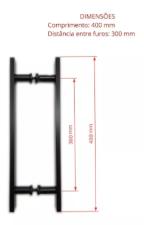 Puxador Preto 40cm (30cm Entre Furos) Barra Chata Porta Vidro Madeira Port�o