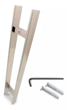 Puxador A�o Inox 304 60cm (40cm entre furos) Barra Chata Porta Vidro Madeira Port�o