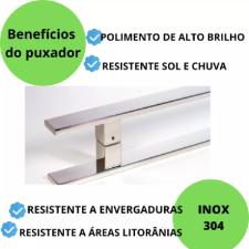 Puxador A�o Inox 304 60cm (40cm entre furos) Barra Chata Porta Vidro Madeira Port�o