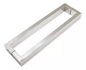 Puxador Inox 304 31,5cm (30cm entre furos) Modelo U Porta Vidro Madeira Port�o